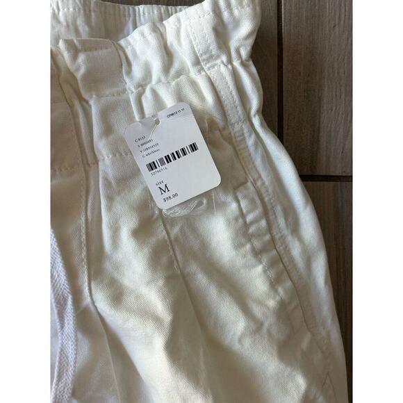 Free People Margate Pleated Elastic Waist Paper bag Trouser Pants White Medium - Picture 4 of 8